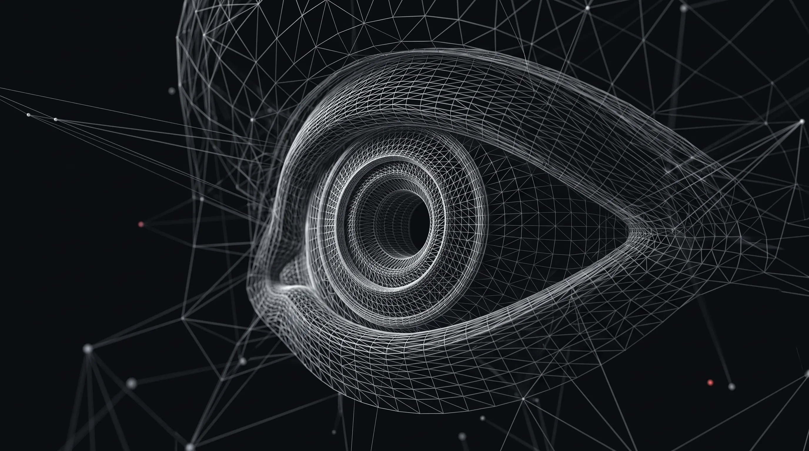 Wireframe render of an eye, representing continuous risk monitoring